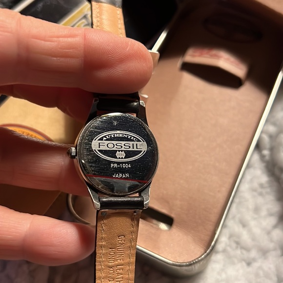 GENERAL ELECTRIC Authentic FOSSIL WATCH “GE” logo #PR-1004Japan w/BlkLeather